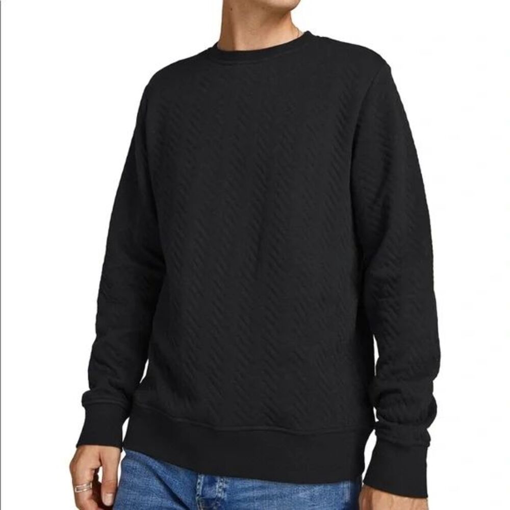 Mens Small Black Jack and Jones NWT Chevron Quilted Ultra Plush Sweater
